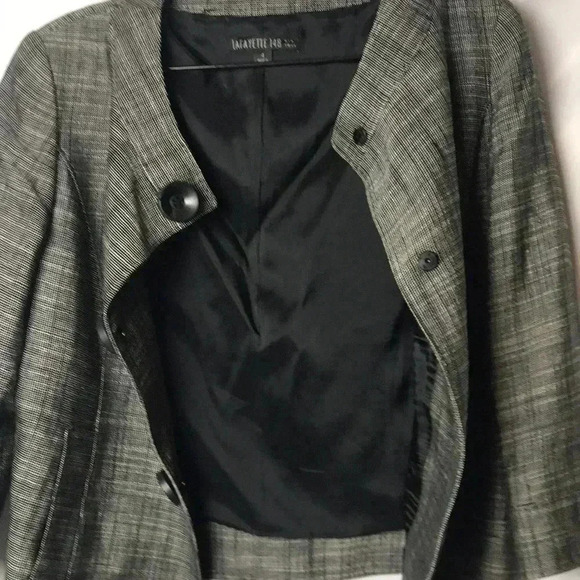 LAFAYETTE 148 WO SZ 4 SUIT JACKET BLACK SMALL PLAID HOOD SOLID CLEAN CONDITION - Picture 8 of 11